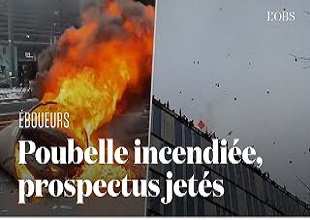 Chapitre 10 - Application 4, document 2 - Les éboueurs en grève manifestent sur le toit de la direction de Propreté de Paris